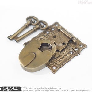 Solid Brass Old Padlock and engraved Latch | Classic cabinet, Box Brass latch and Lock
