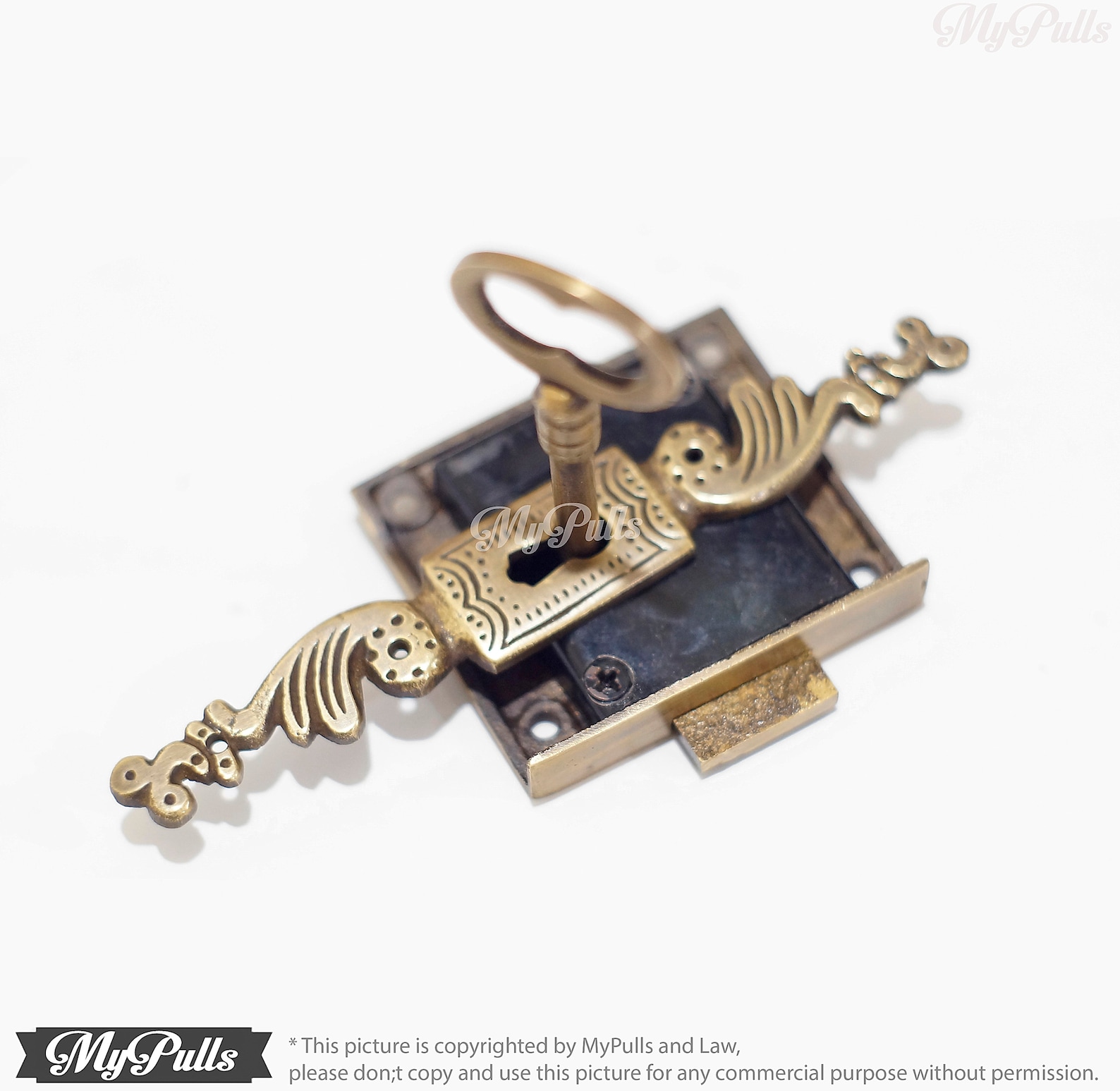 Solid Brass Key Lock Set With Brass Retro Vertical Key Hole Etsy