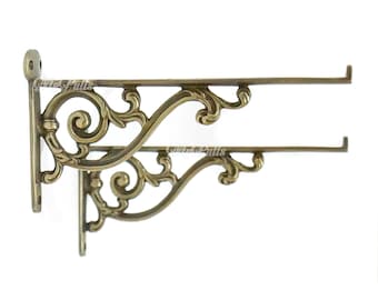 8.50" SOLID BRASS Victorian Wall Shelf Bracket - Retro Classic Floating Shelves
