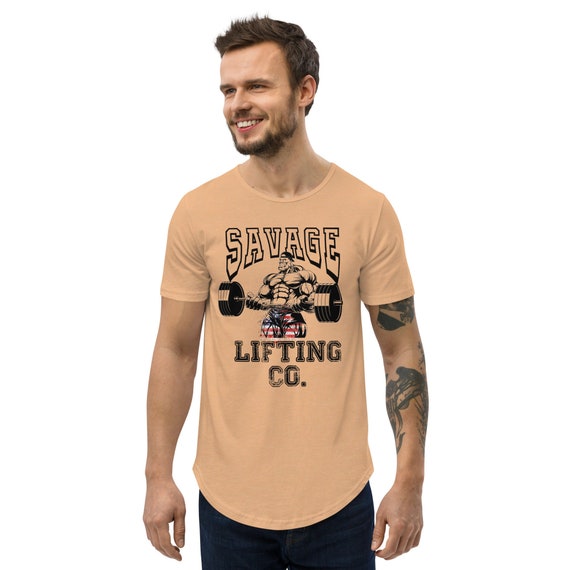 Gymshark Dupe Savage Lifting Co. Curved Hem T-shirt 