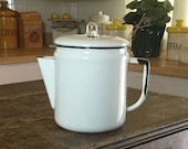 Vintage Coffee Pot, White Enamel Coffee Pot, Retro Kitchen Decor, Country Kitchen, Farmhouse Kitchen, Country Decor, SWAGcollectibles