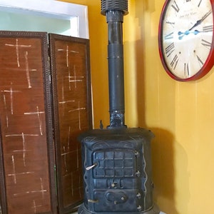 Antique Parlor Stove, Montgomery Ward, Pot Belly, Glorious Windson Stove, Wood Burning, Cabin Heater, SHIPPING EXTRA