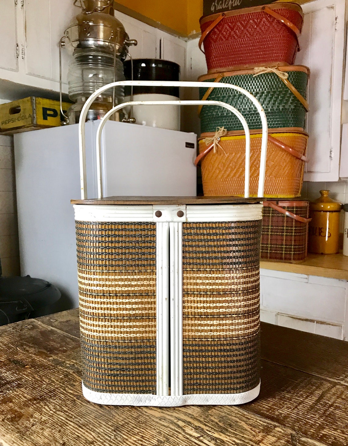 Vintage Redman Picnic Basket Woven Basket Collectible Redman Etsy