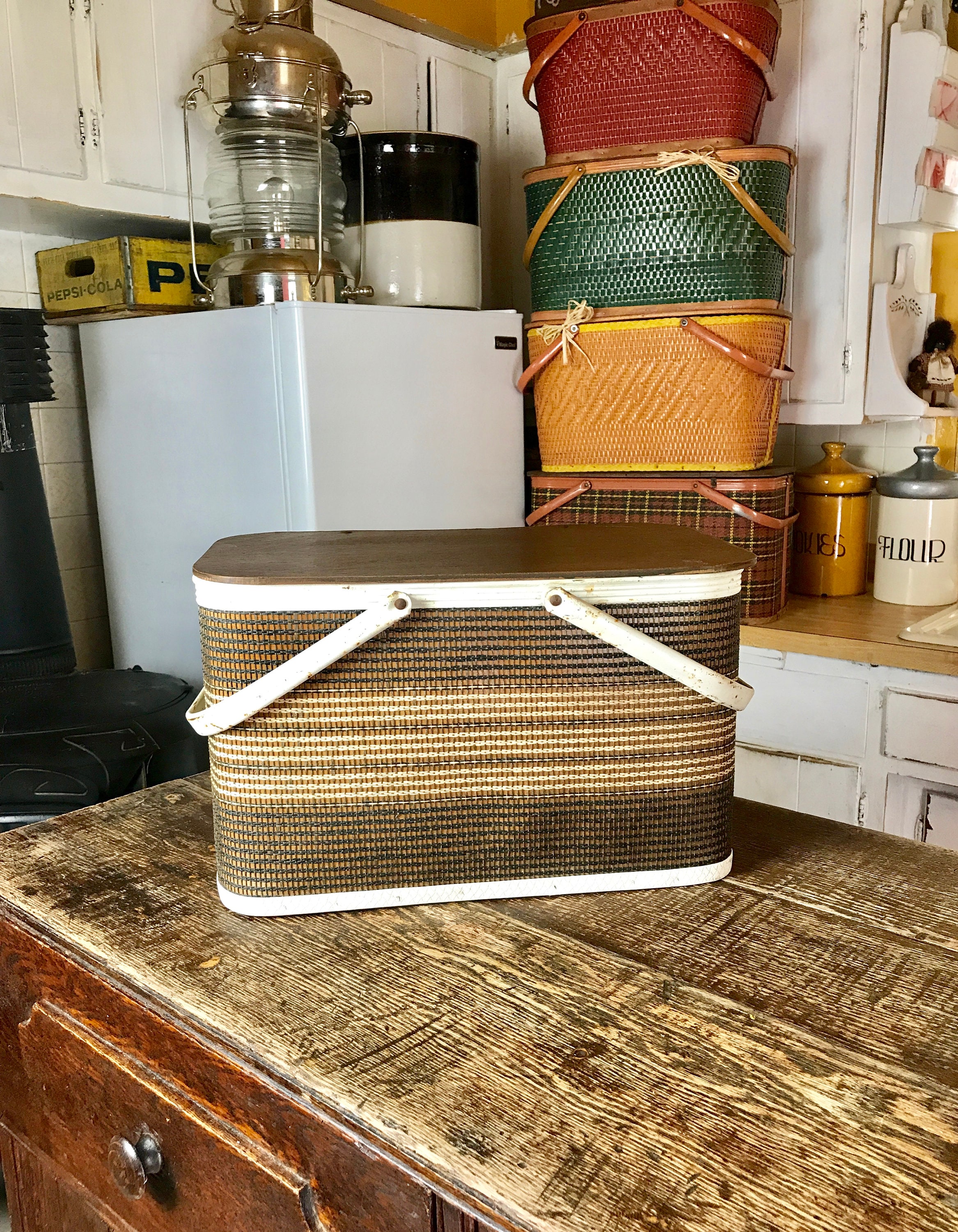 Vintage Redman Picnic Basket, Woven Basket, Collectible Redman