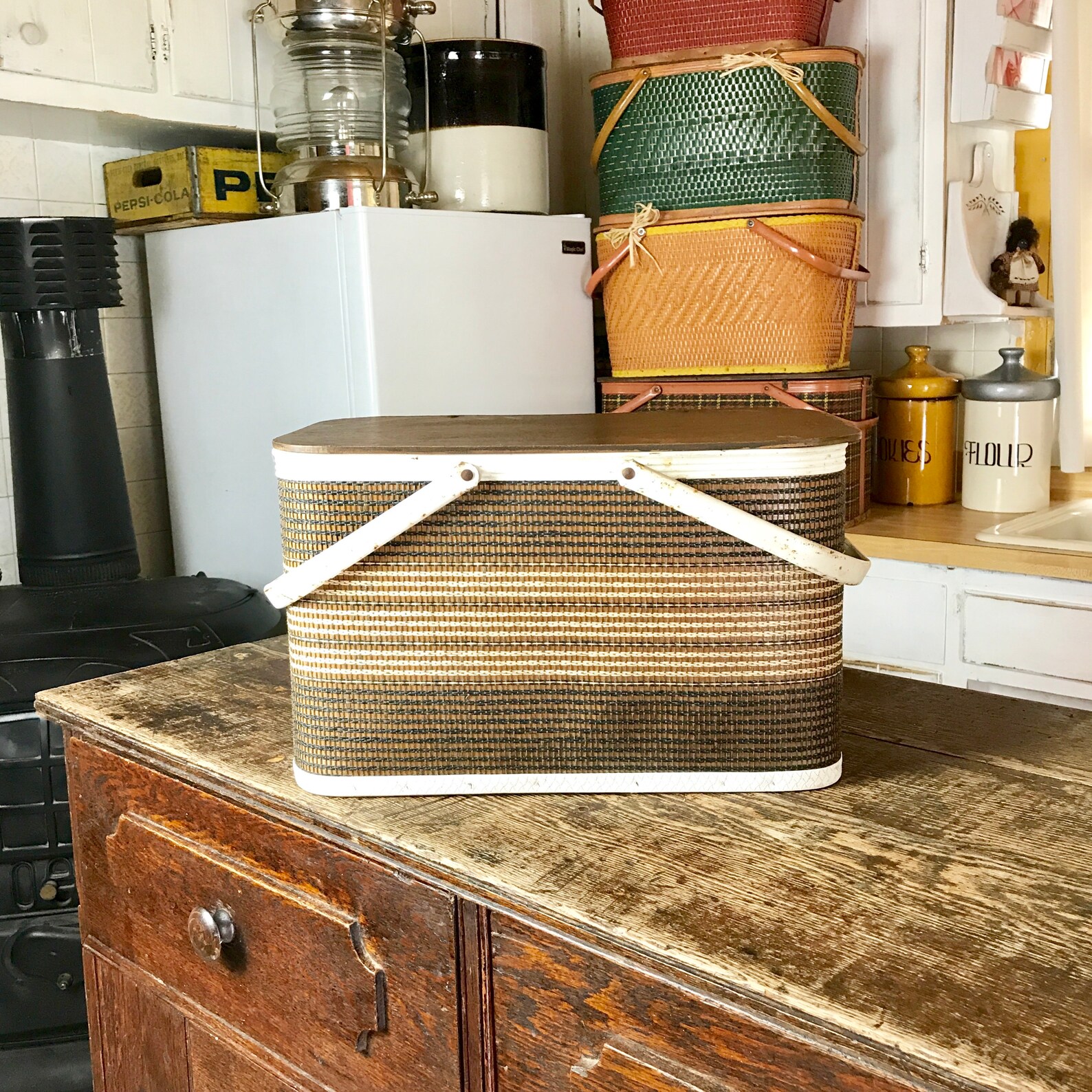 Vintage Redman Picnic Basket Woven Basket Collectible Redman Etsy