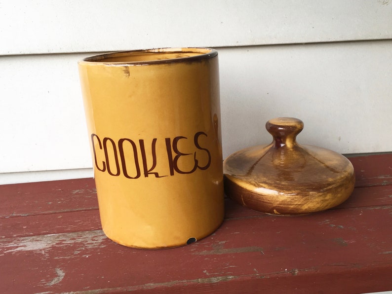 Holiday gift porcelain barbie doll Vintage Cookie Jar Holiday Designs USA 1970s Kitchen Yellow | Etsy