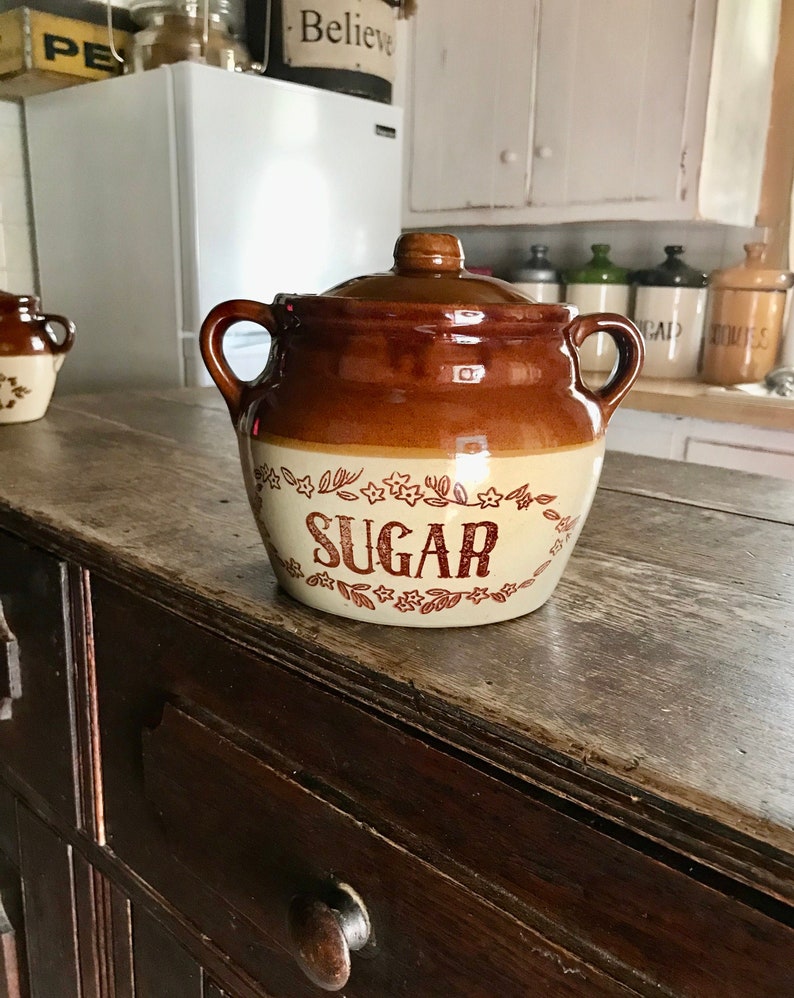 Sugar Canister Crock Jar Sugar Storage Bean Pot Crock Etsy