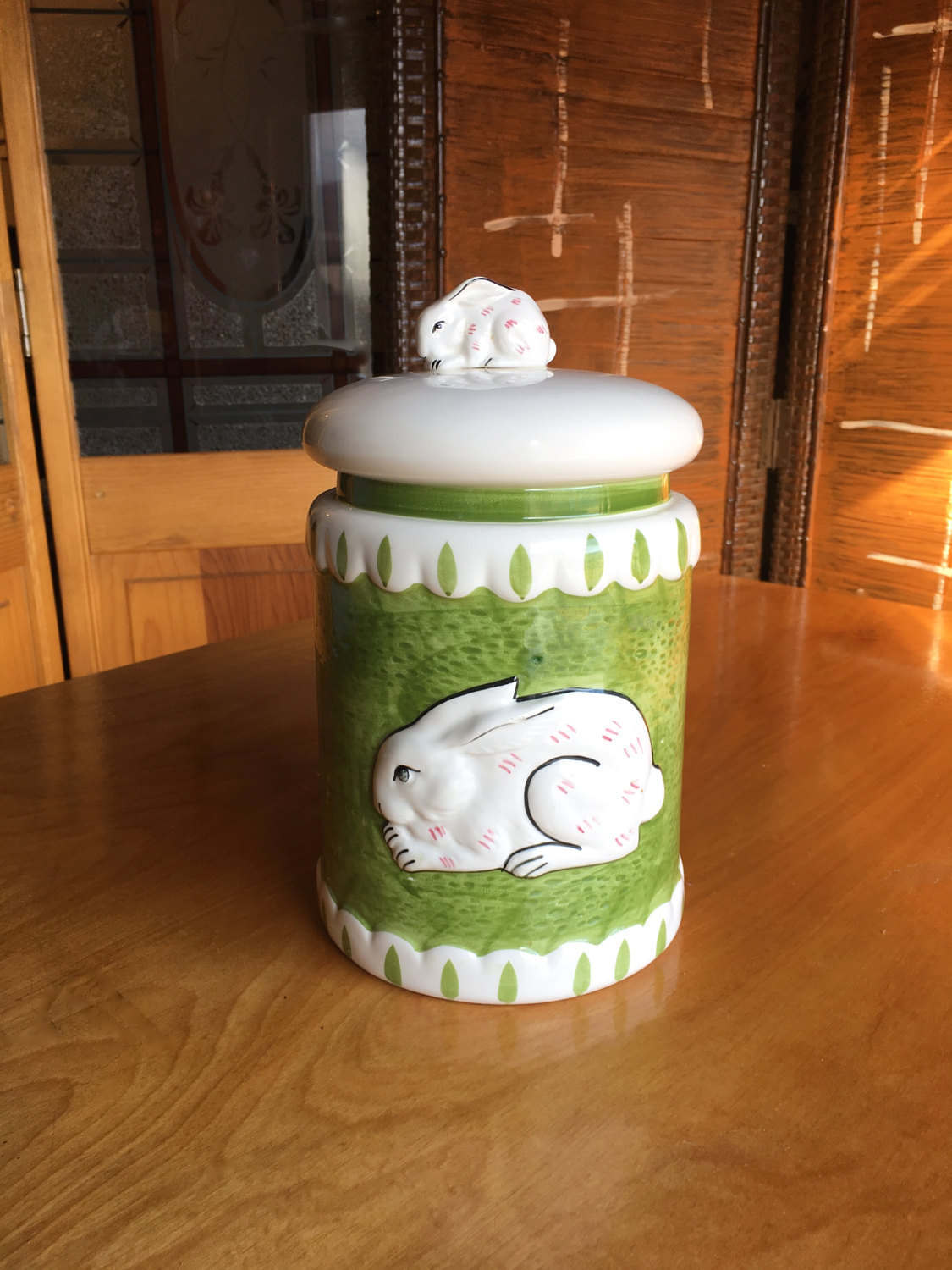 Rabbit Cookie Jar Bunny Ceramic Spring Decor Easter Etsy