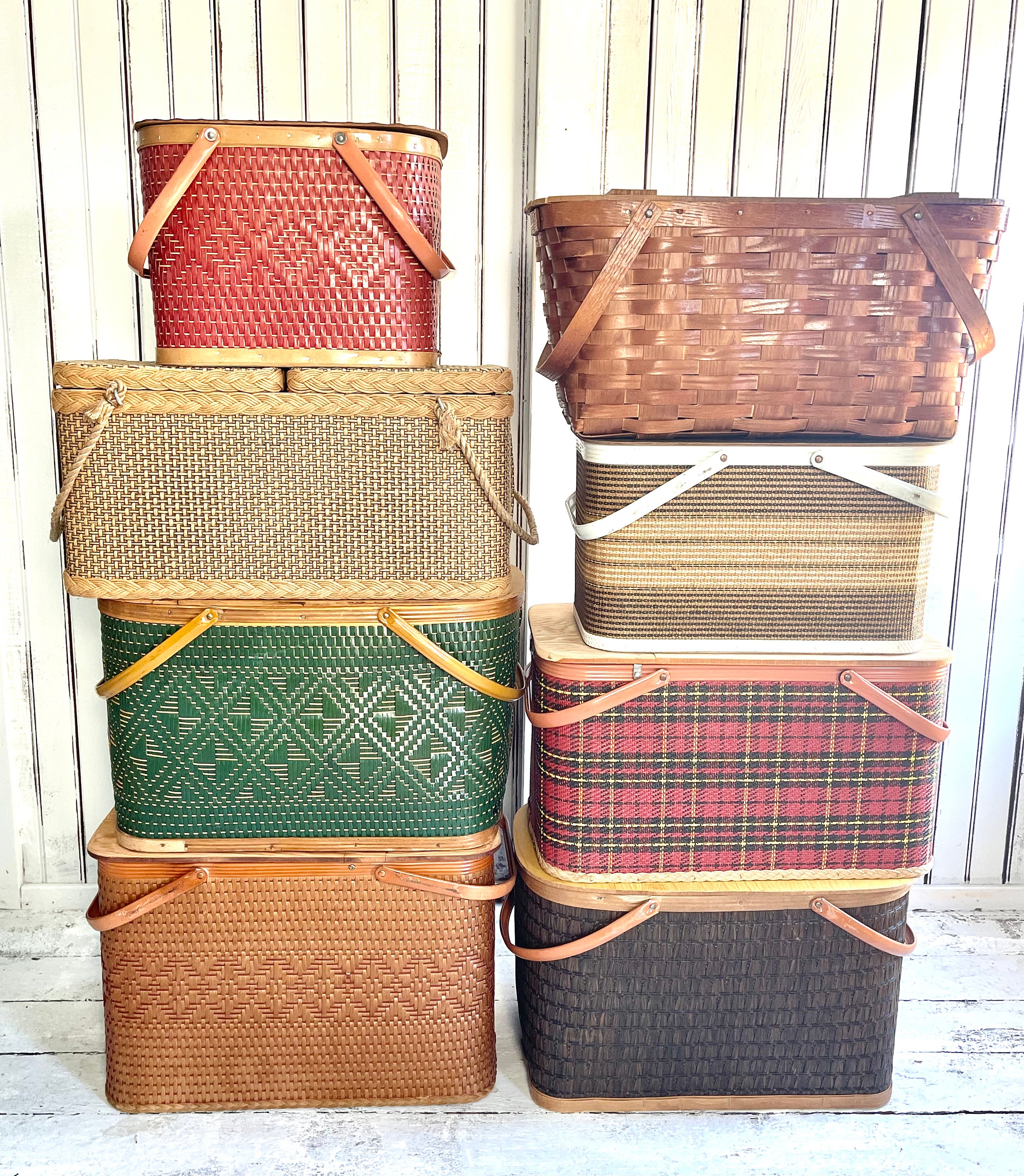Vintage Redman Picnic Basket, Woven Basket, Collectible Redman