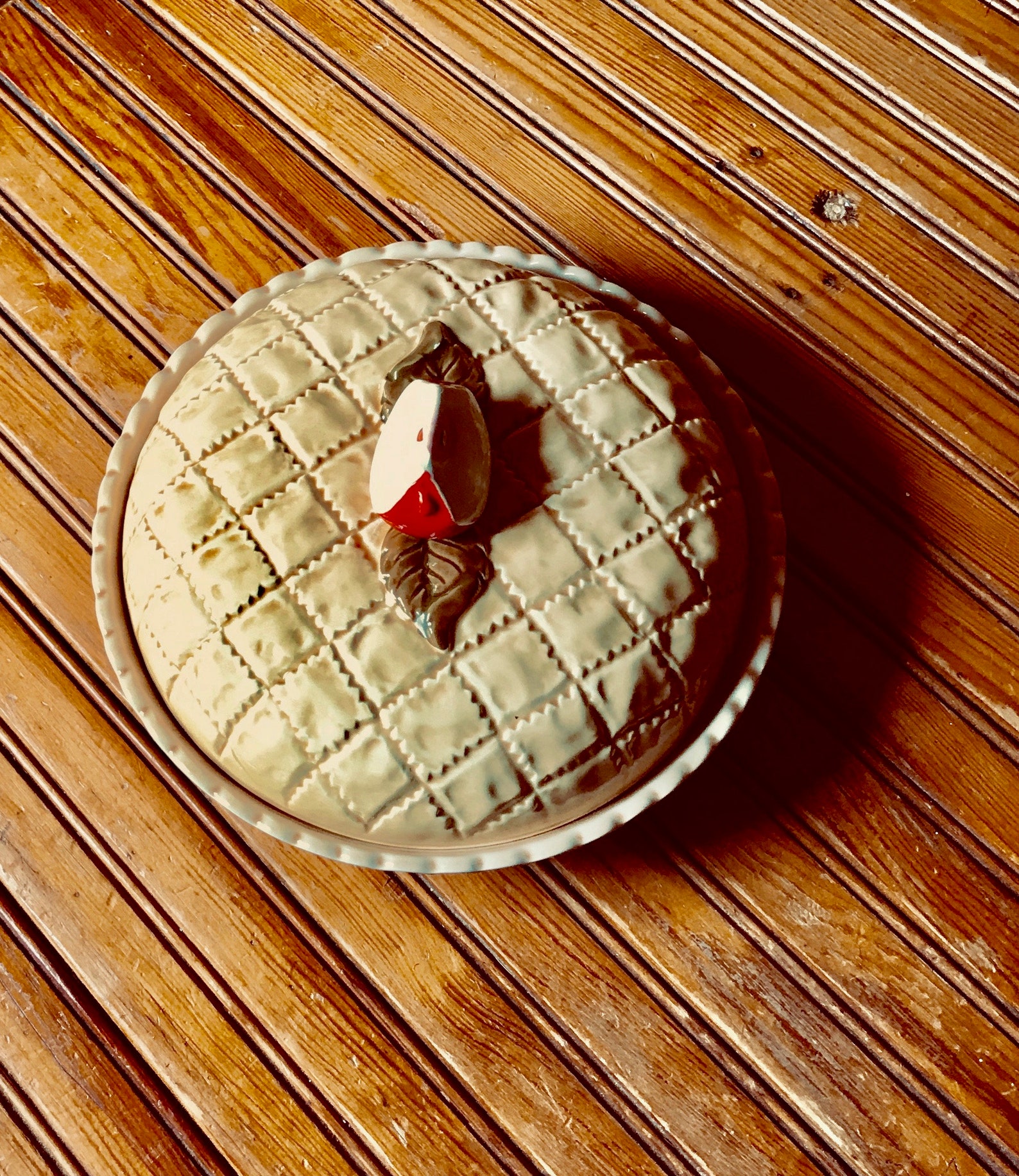Vintage Ceramic Apple Pie Cover Pie Cover and Lid Lattice Etsy