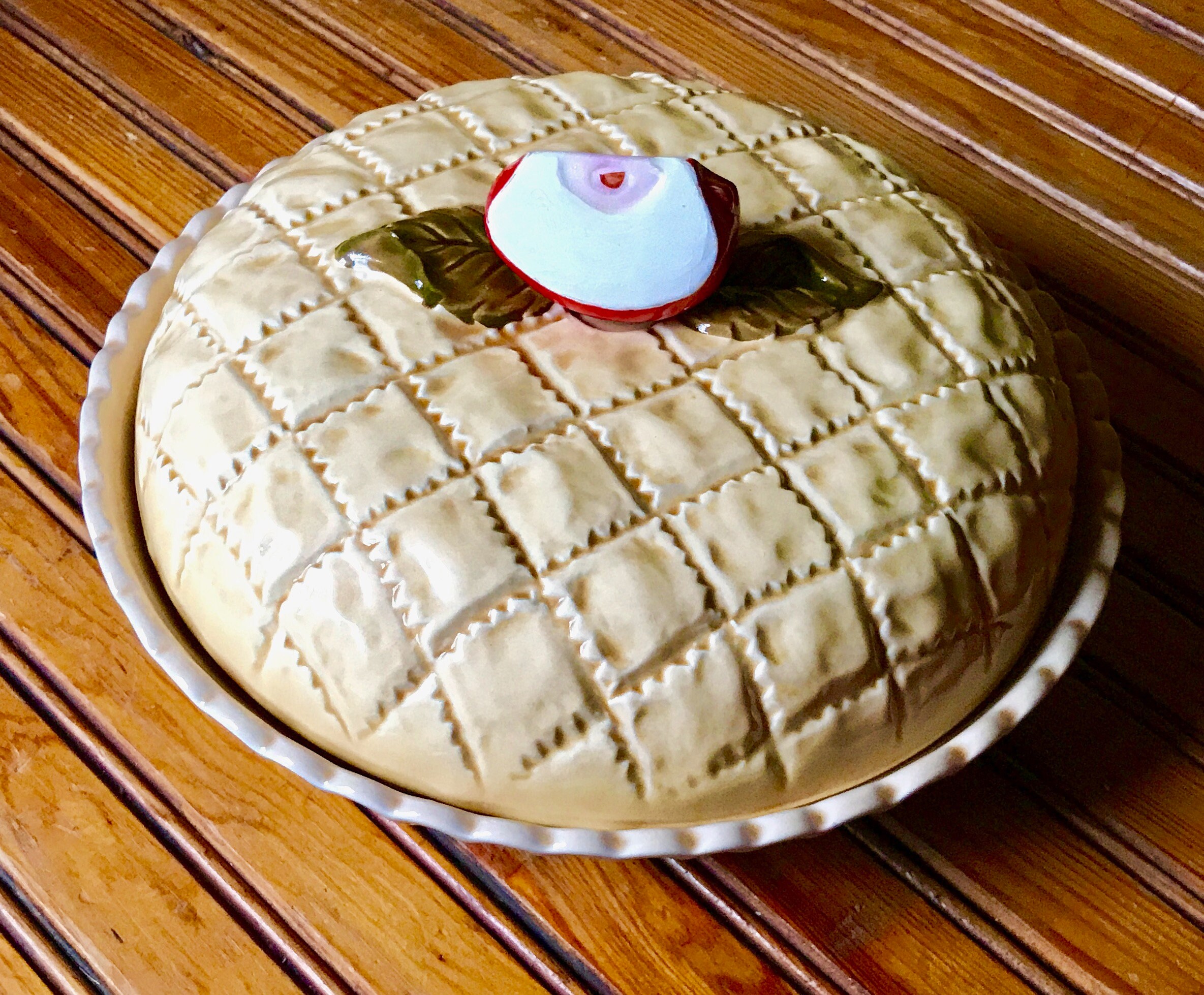 Vintage Ceramic Apple Pie Cover Pie Cover and Lid Lattice Etsy