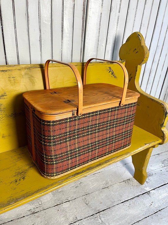 Vtg Picnic Basket, Redmond 1960's Picnic Basket, Gree… - Gem