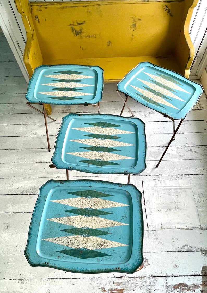 Set of 4 Trays and One Stand CALDAK TV Tray With Stand Etsy