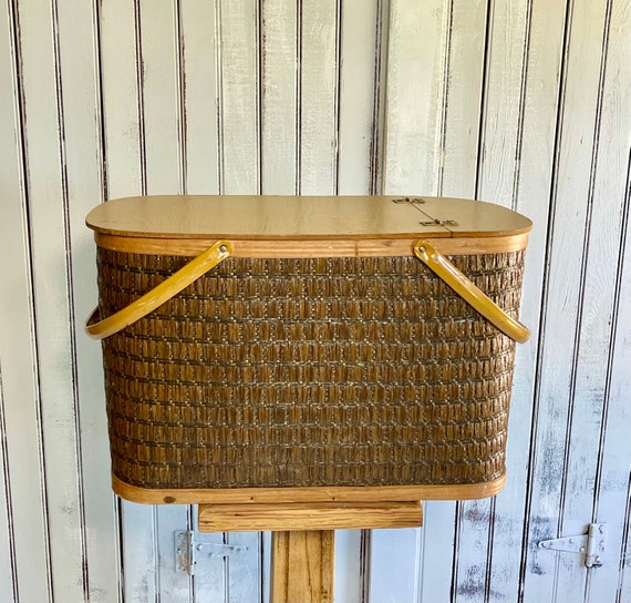 Coleman - 稀少　hawkeye picnic basket antique Hawkeye Basket insulated picnic basket – 86 Vintage