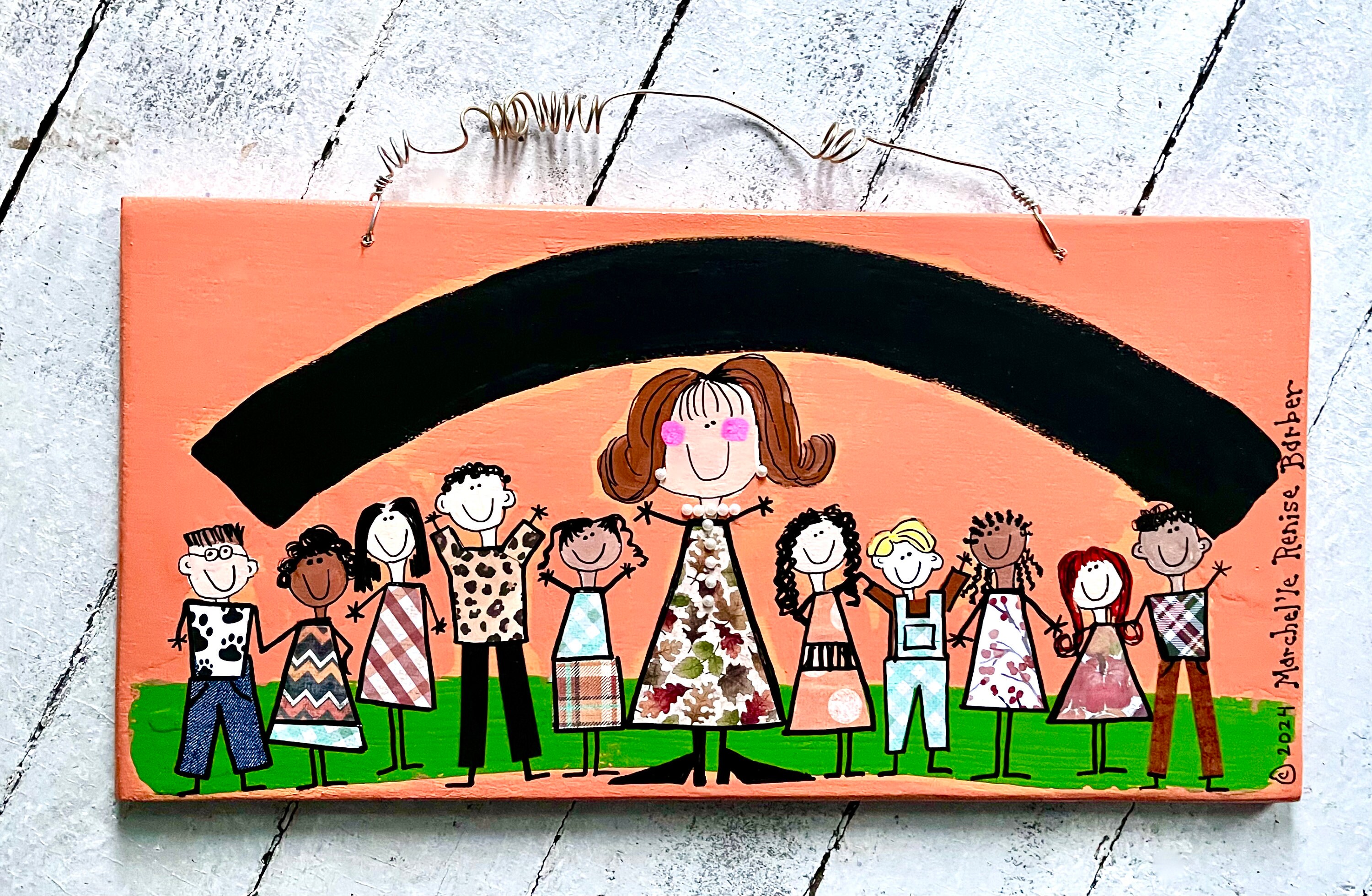 Kids Are My Business Blackboard Sign, Fall Colors, Brunette Educator, Martha's Crib, Marchel'le Renise Barber, Hand Painted and Original