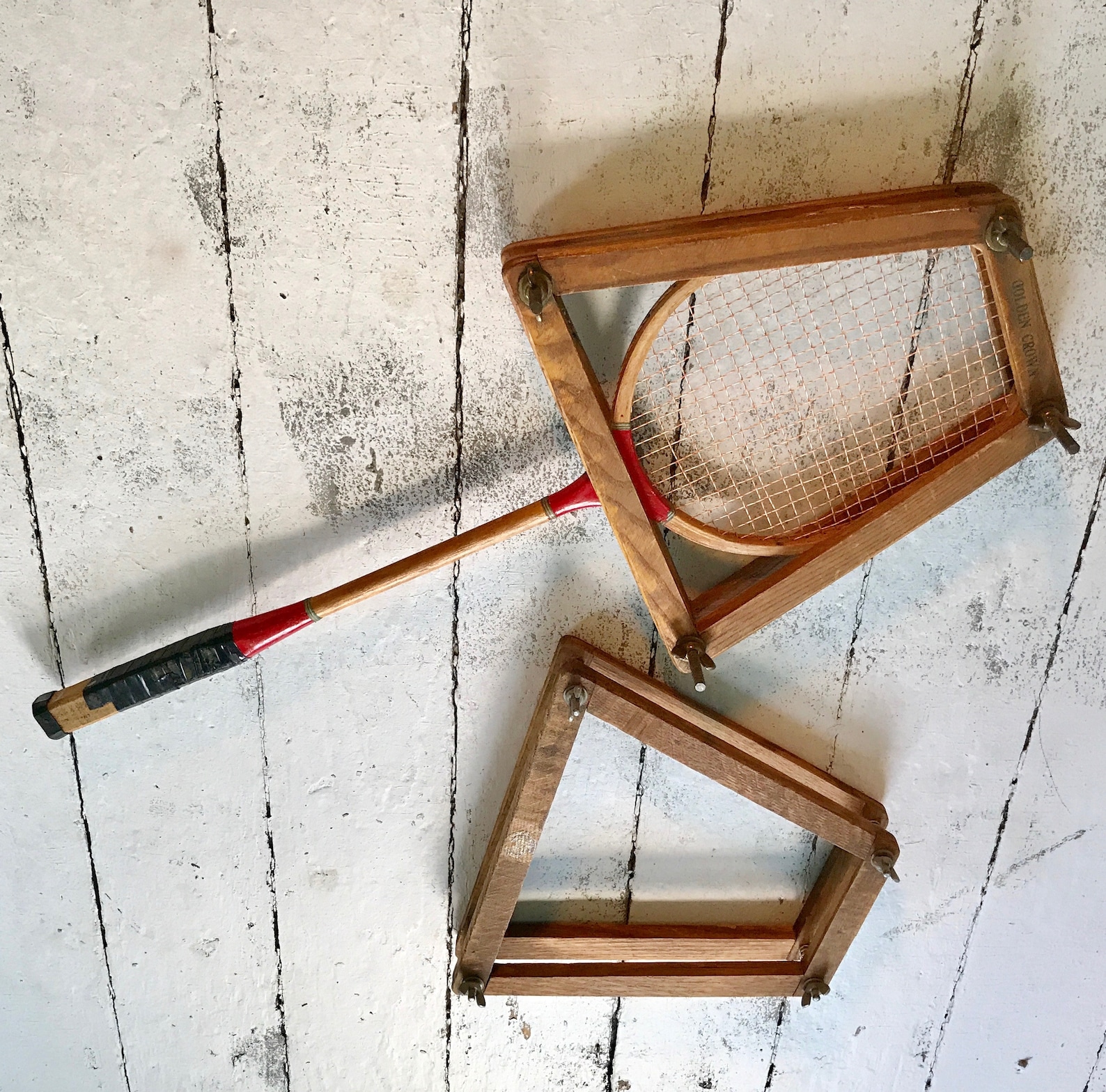wooden tennis racket frame