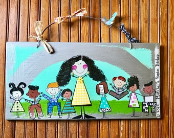 Kids Are My Business Sign, Personalized WORDS ONLY, Brunette, Female Teacher, Teacher Appreciation, School Decor, Sign