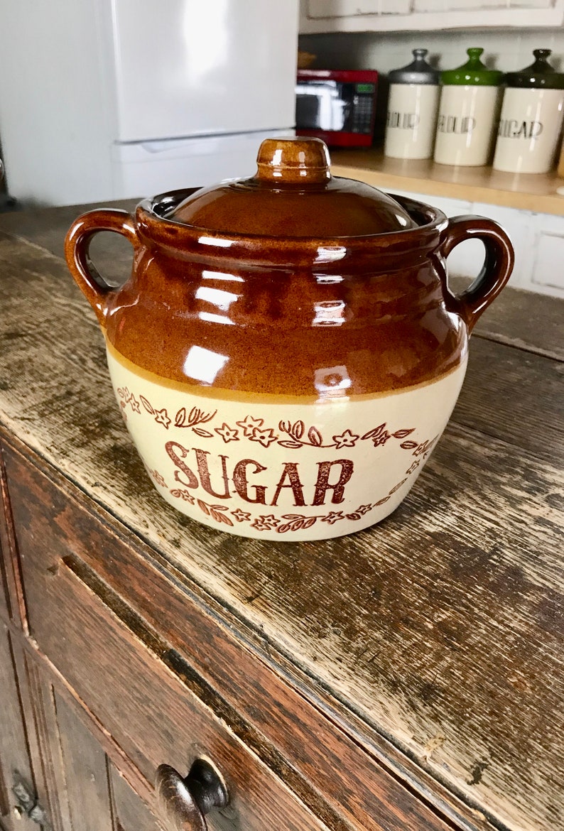 Sugar Canister Crock Jar Sugar Storage Bean Pot Crock Etsy