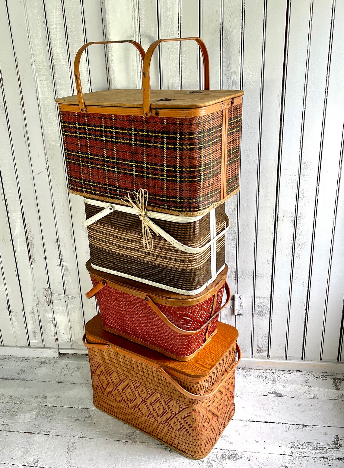 Vintage Redmon Picnic Basket Red Picnic Basket Collectible Etsy