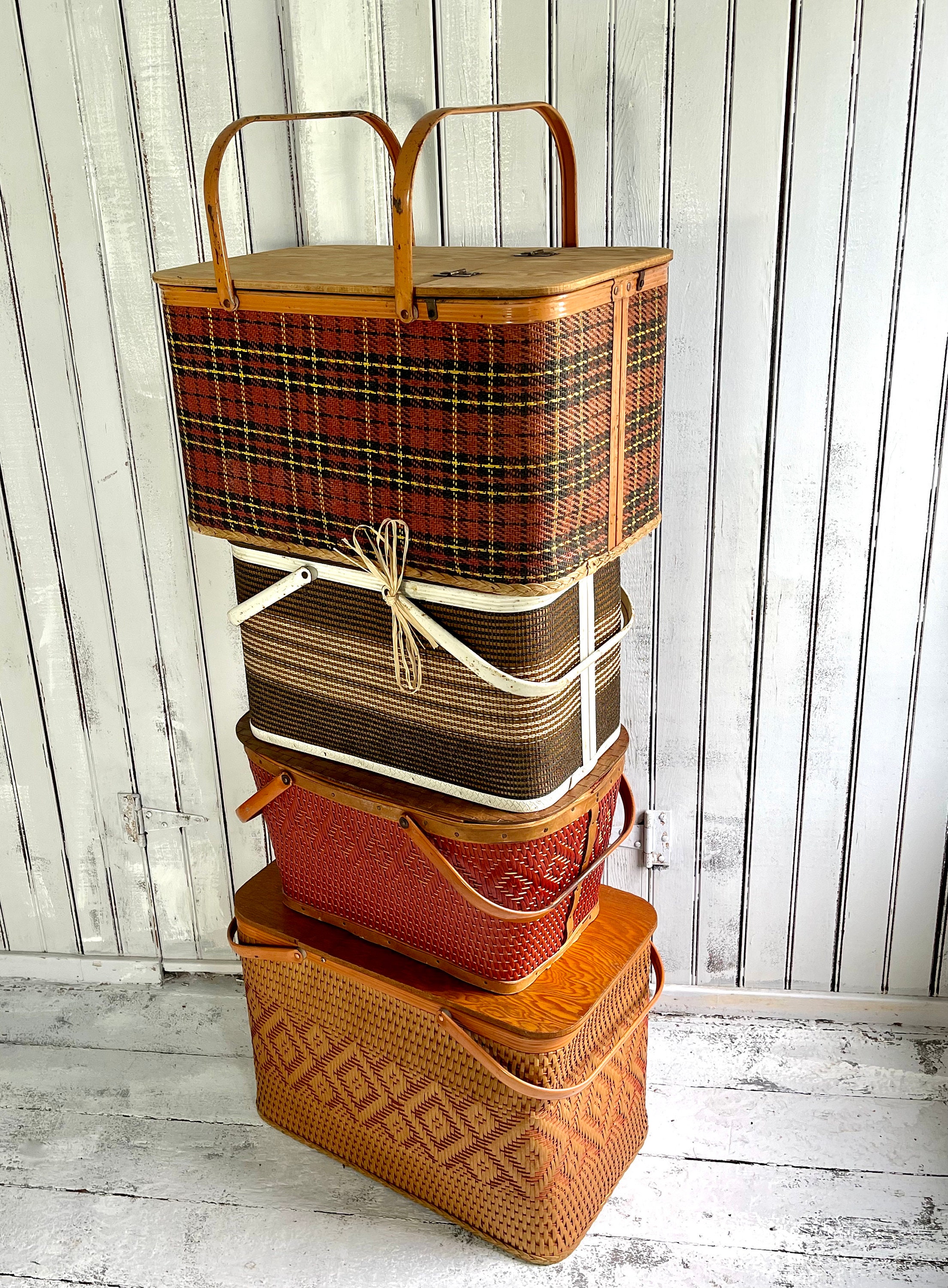 Vintage Redmon Picnic Basket Red Picnic Basket Collectible Etsy
