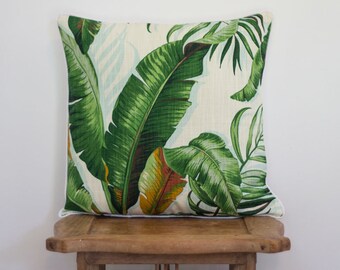 SALE Tommy Bahama tropical coastal palm leaf print cushion pillow cover 45 x 45cm square