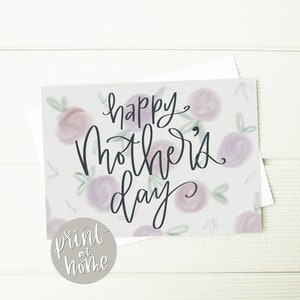 Printable Mother's Day Card, Watercolor Floral Mother's Day Digital Download image 1