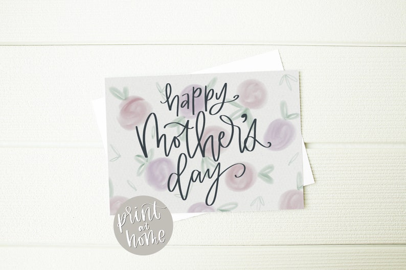 Printable Mother's Day Card, Watercolor Floral Mother's Day Digital Download image 1
