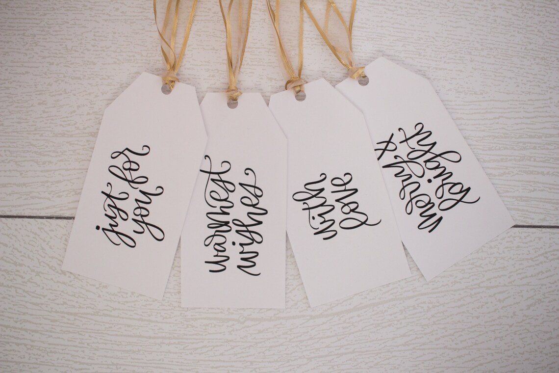 Printable Christmas Gift Tags Hand-lettered Holiday Sentiment | Etsy