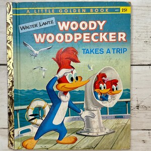 Woody Specht Macht Reise - Ein kleines goldenes Buch - Erste Auflage Vintage Kinderbuch