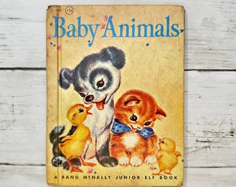 Animales bebés - Libro vintage de elfos jóvenes de Rand McNally