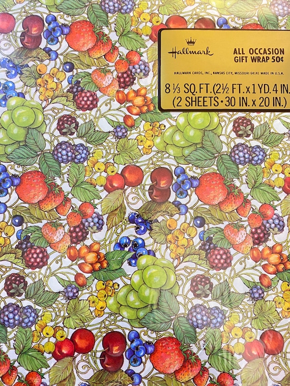 Vintage Wrapping Paper. All Occasion Wrapping Paper. Fruit Gift Wrap.  Hallmark Wrapping Paper. 