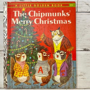 The Chipmunks&#39; Merry Christmas - A Little Golden Book - First Edition Vintage Children&#39;s Book
