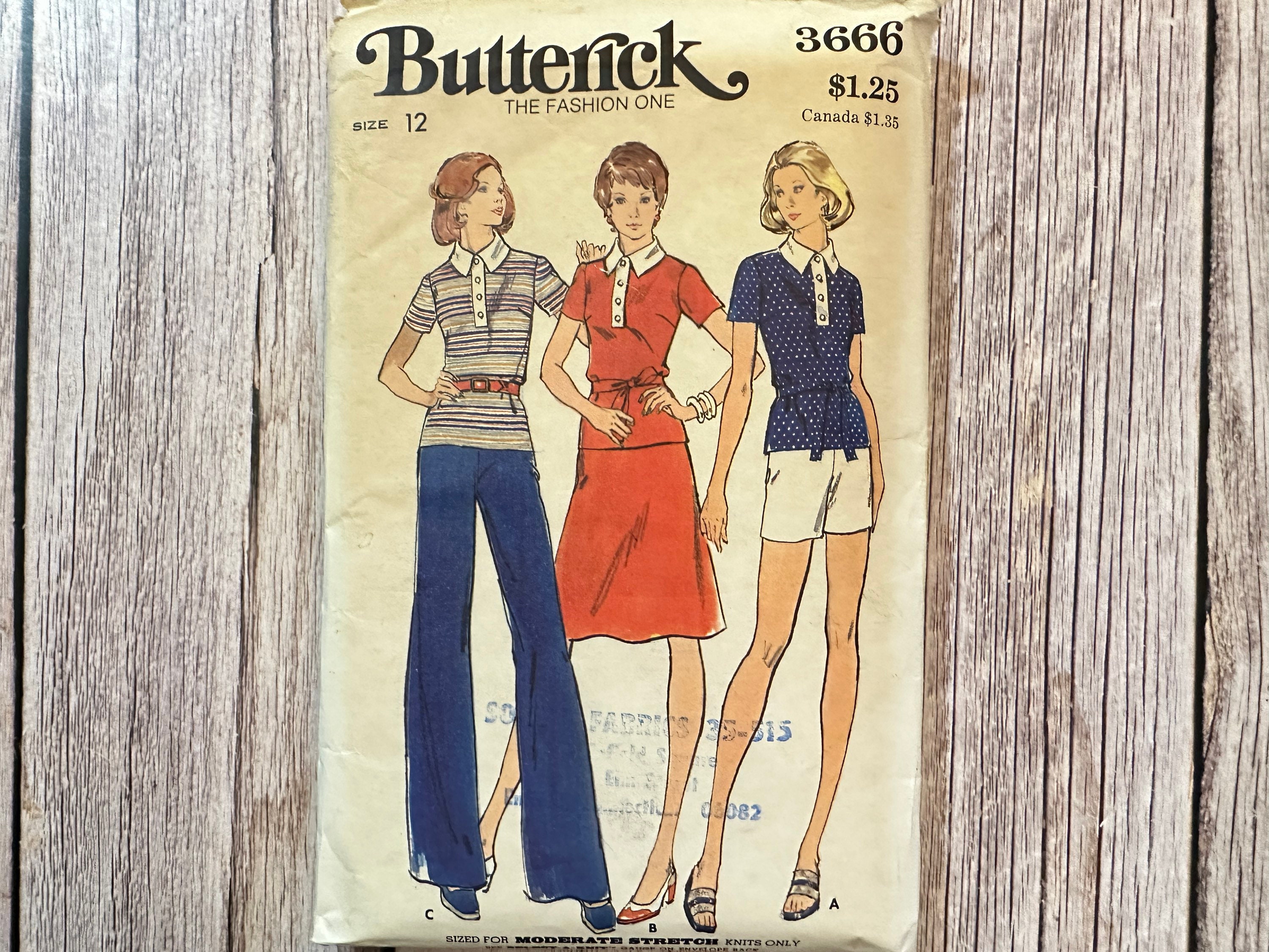 Butterick Sewing Pattern 3666 - Vintage Misses' Top Skirt Pants and ...