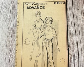 Sew-Easy Advance Sewing Pattern 2874 - Uncut - Vintage Shirt Pants And Shorts
