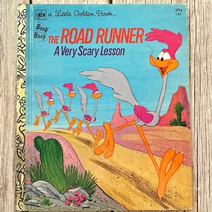 The Road Runner, eine sehr gruselige Lektion. Ein kleines goldenes Buch. Vintage Kinderbuch.