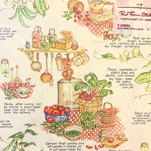 May include: A watercolour illustration of a kitchen with various food preservation techniques. Jars of herbs, a jar of tomatoes, a jar of peas, and a jar of beans are shown. The text "Red Farm Studio" is visible in the top right corner of the image.