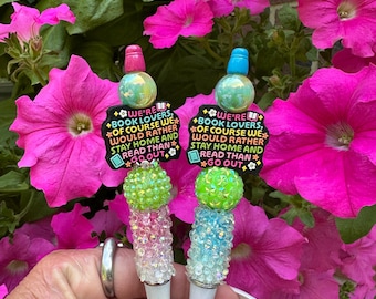Book Lover Beaded Pen: Handmade Acrylic Silicone Ink Pen