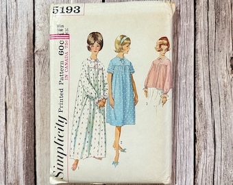 Vintage Simplicity Symönster 5193: Nattlinne och sängjacka, storlek 16