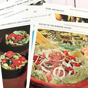 15 vintage Betty Crocker-receptkaarten.