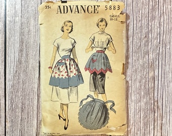 Advance 8464、1950年代ヴィンテージエプロン型紙、サイズM - Etsy 日本