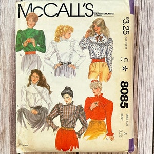 McCall&#39;s Pattern 8085. Vintage Blouse Sewing Pattern. Partially Cut.