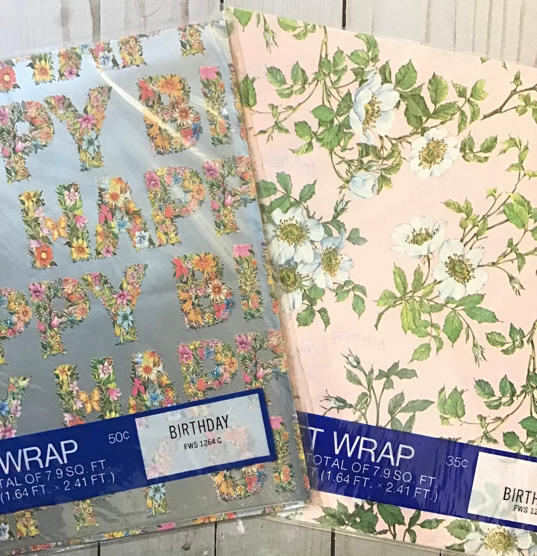 Vintage Birthday Wrapping Paper. Happy Birthday Gift Wrap. Etsy