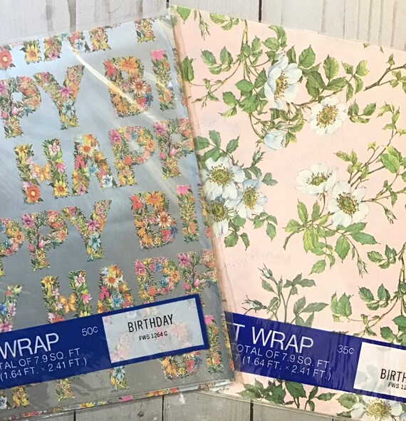 Vintage Birthday Wrapping Paper. Happy Birthday Gift Wrap.