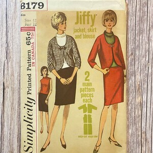 Patrón de costura Simplicity 6179: traje y blusa vintage