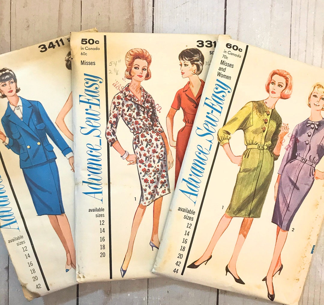 Advance Sewing Pattern - Uncut - Vintage Dress Jacket Blouse Suit - Etsy
