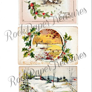 Vintage Weihnachtspostkarten. Anfang 1900. Digitaler Download. Druckbar. Junk-Journal Karten.