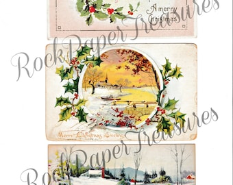 Vintage Christmas Postcards. Early 1900s. Digital Download. Printable. Junk Journal Cards.