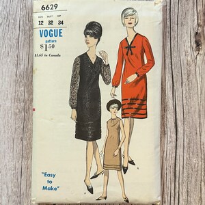 Vogue Sewing Pattern 6629. Uncut Vintage Dress Pattern.