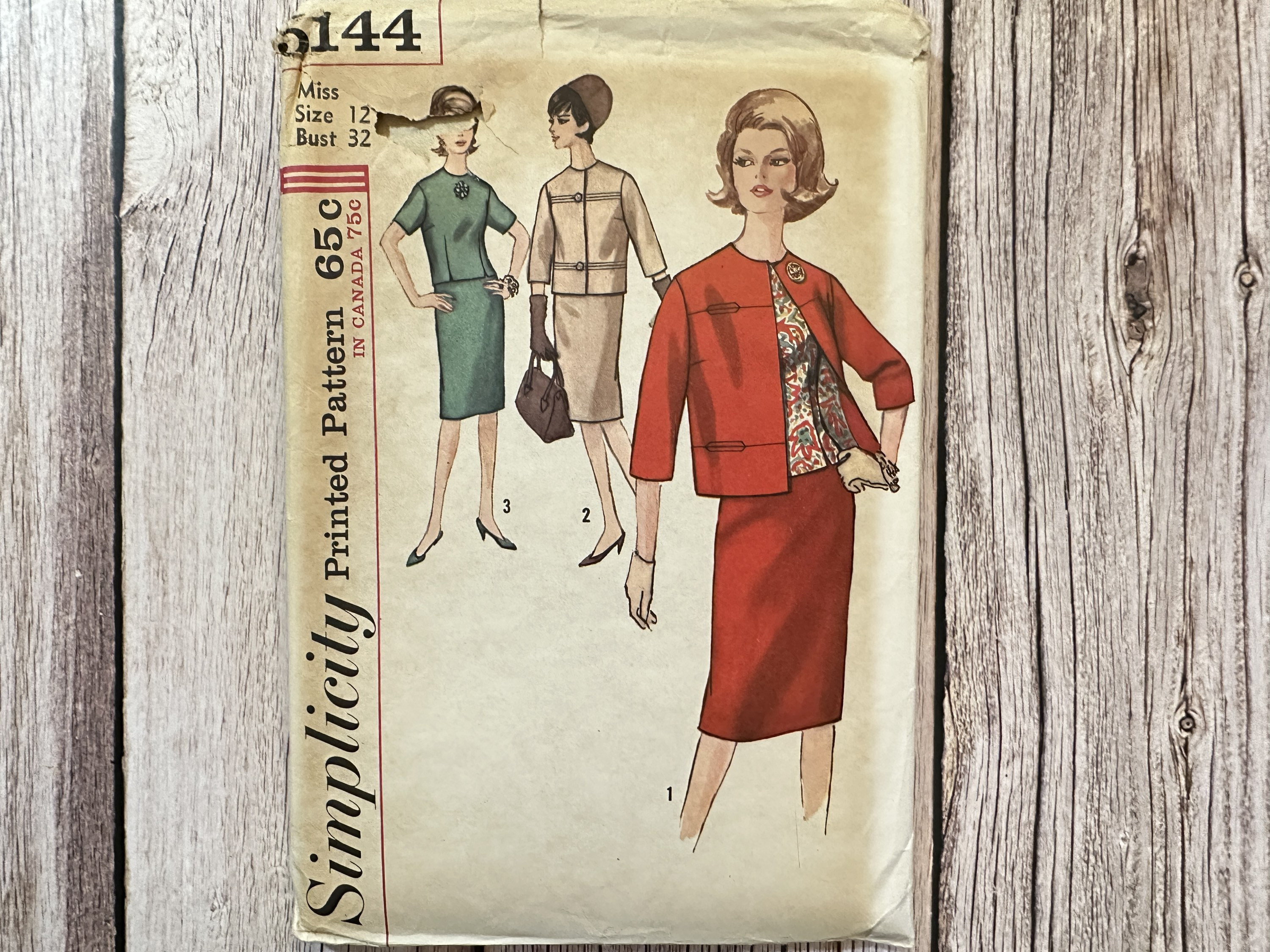 old clothing  Vintage Suit Sewing Pattern: Simplicity 5144, Size 12, Bust 32