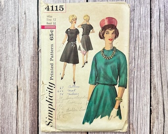 Patrón de costura Simplicity 4115: vestido vintage de dos piezas